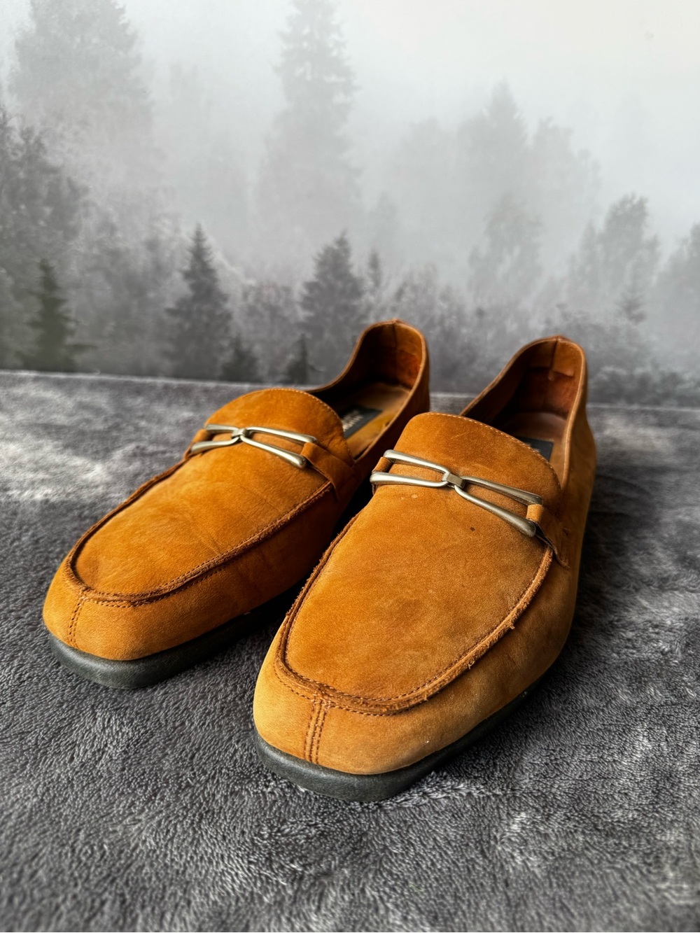 Hush Puppies Suede Bit Loafers in Cognac Brown